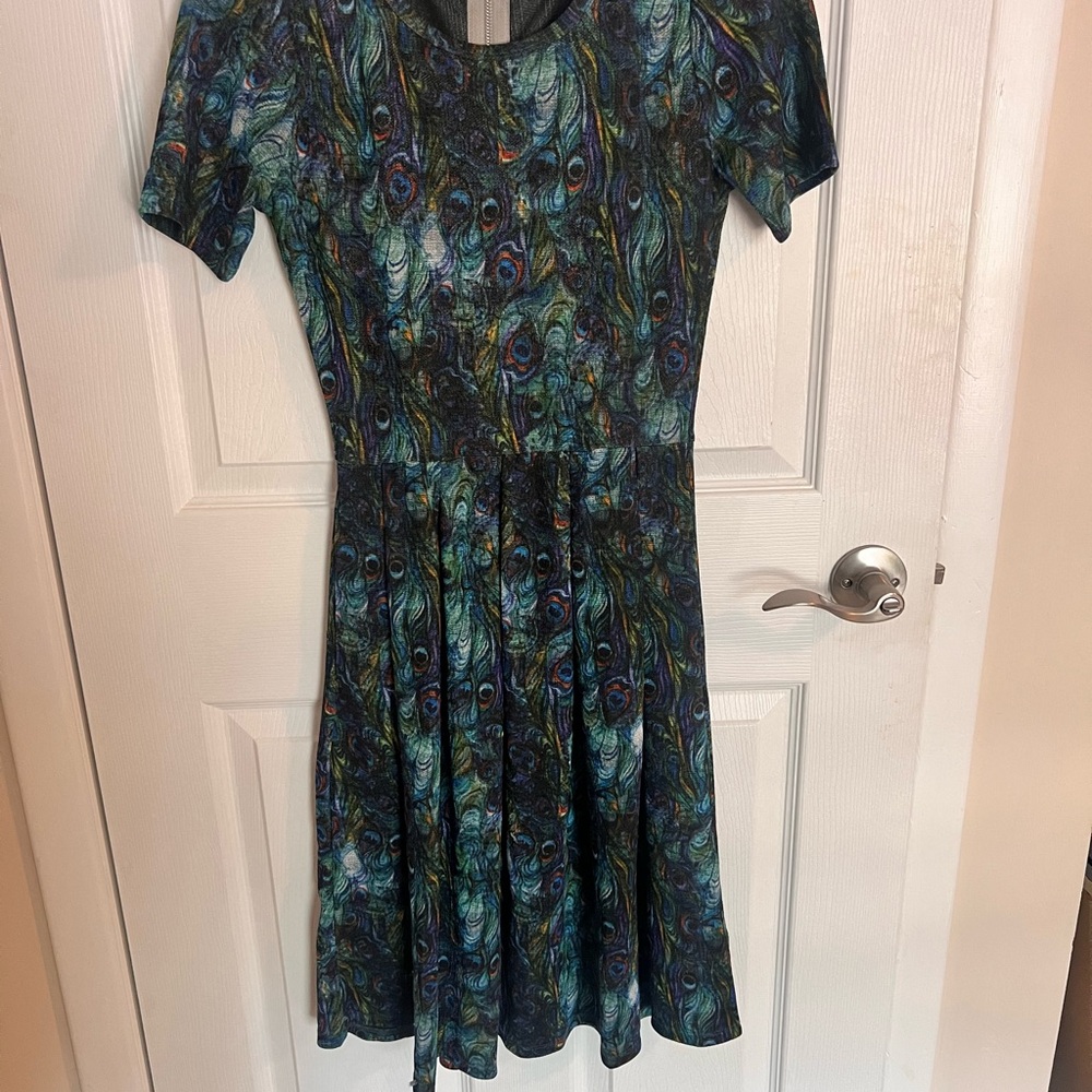 LuLaRoe Nicole Peacock Fit and Flare Mini Dress